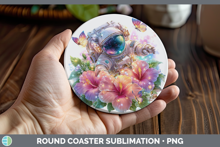 Best Sellers 04 Rainbow Summer Astronaut Round Coaster Subli