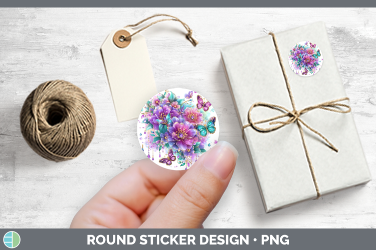 Best Sellers 04 Rainbow Summer Boho Florals Stickers | Round