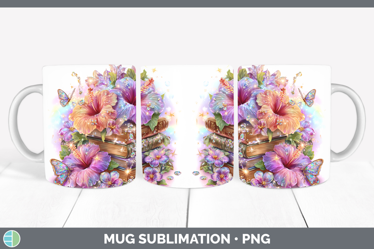 Best Sellers 04 Rainbow Summer Book Stack Mug Wrap Sublimati