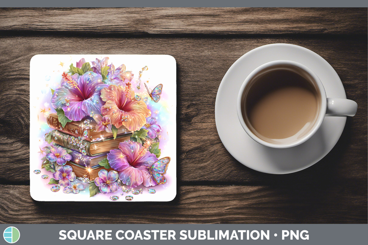 Best Sellers 04 Rainbow Summer Book Stack Square Coaster Sub