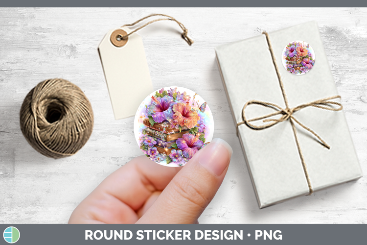 Best Sellers 04 Rainbow Summer Book Stack Stickers | Round L