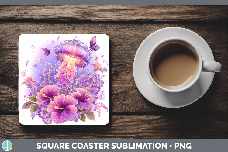 Best Sellers 04 Rainbow Summer Jelly Fish Square Coaster Sub