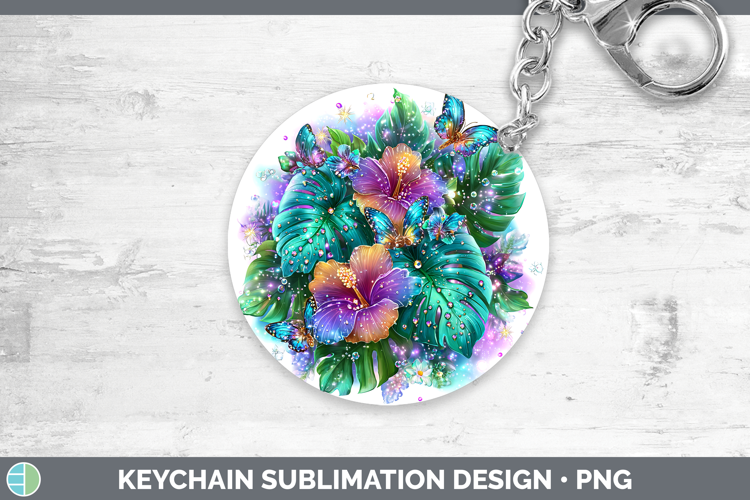 Best Sellers 04 Rainbow Summer Monstera Keychain Sublimation