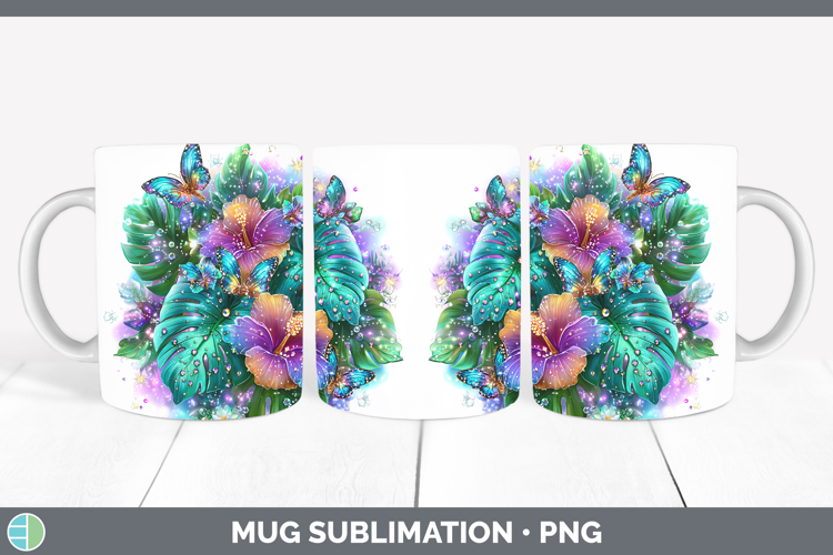 Best Sellers 04 Rainbow Summer Monstera Mug Wrap Sublimation