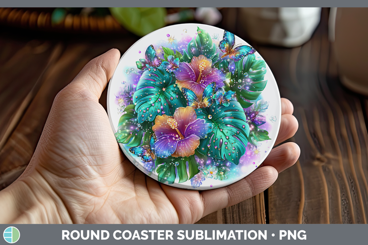 Best Sellers 04 Rainbow Summer Monstera Round Coaster Sublim
