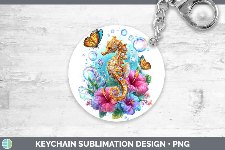 Best Sellers 04 Rainbow Summer Seahorse Keychain Sublimation