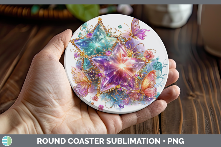 Best Sellers 04 Rainbow Summer Stars Round Coaster Sublimati