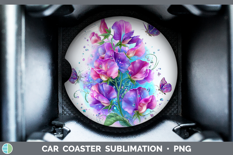 Best Sellers 04 Rainbow Summer Sweet Pea Car Coaster Sublima