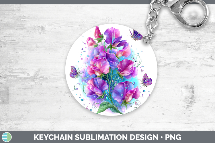 Best Sellers 04 Rainbow Summer Sweet Pea Keychain Sublimatio