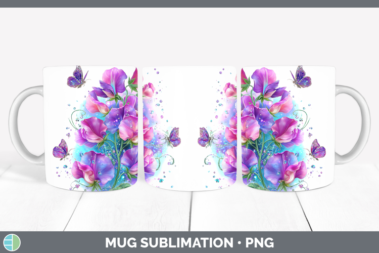 Best Sellers 04 Rainbow Summer Sweet Pea Mug Wrap Sublimatio