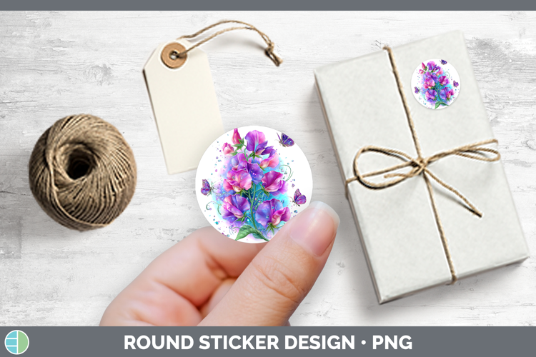 Best Sellers 04 Rainbow Summer Sweet Pea Stickers | Round La