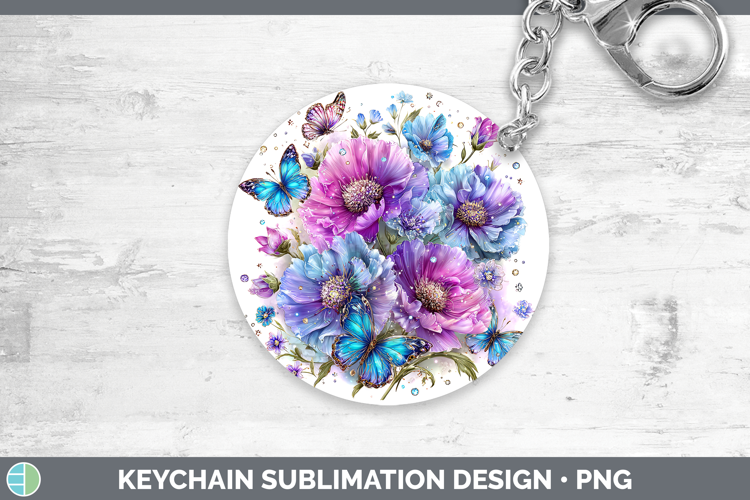 Best Sellers 04 Rainbow Summer Wild Flowers Keychain Sublima