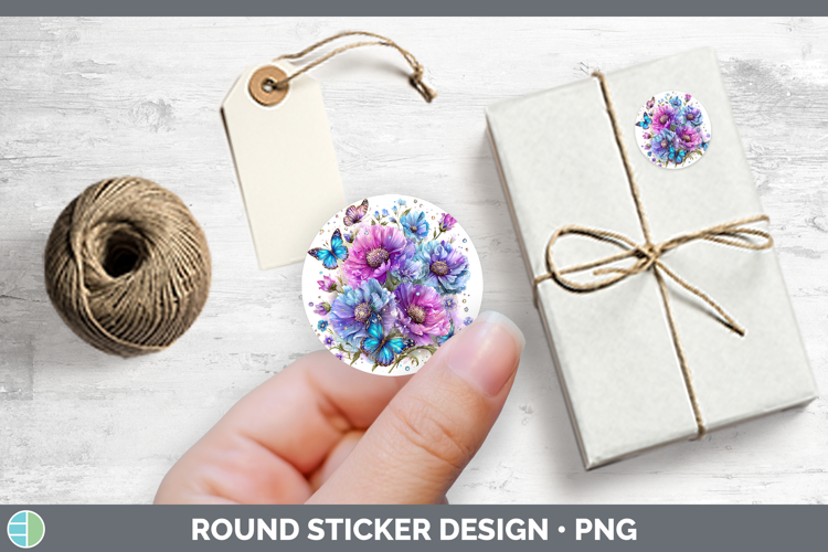 Best Sellers 04 Rainbow Summer Wild Flowers Stickers | Round