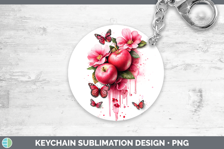 Best Sellers 05 Pink Drips Apple Keychain Sublimation Keyrin