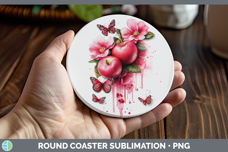 Best Sellers 05 Pink Drips Apple Round Coaster Sublimation C