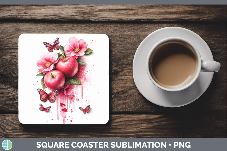 Best Sellers 05 Pink Drips Apple Square Coaster Sublimation