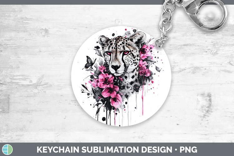 Best Sellers 05 Pink Drips Cheetah Keychain Sublimation Keyr