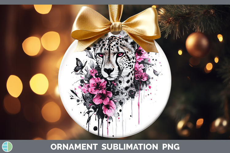 Best Sellers 05 Pink Drips Cheetah Ornament Sublimation Baub