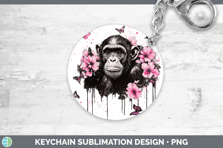 Best Sellers 05 Pink Drips Chimpanzee Keychain Sublimation K