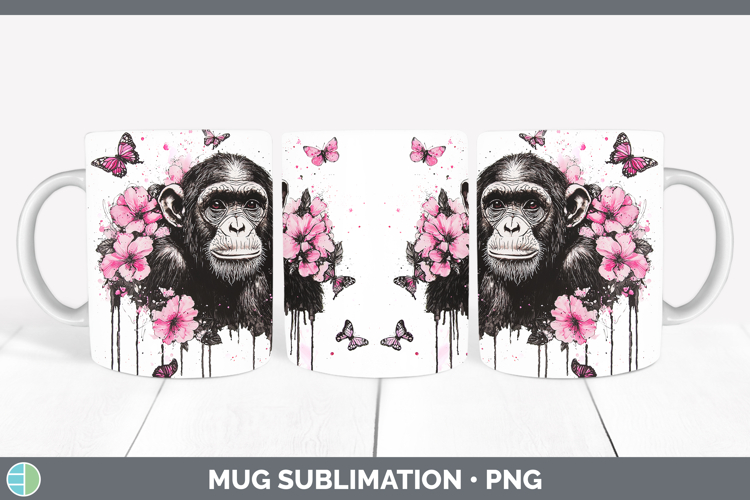 Best Sellers 05 Pink Drips Chimpanzee Mug Wrap Sublimation C