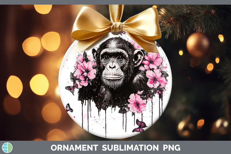 Best Sellers 05 Pink Drips Chimpanzee Ornament Sublimation B