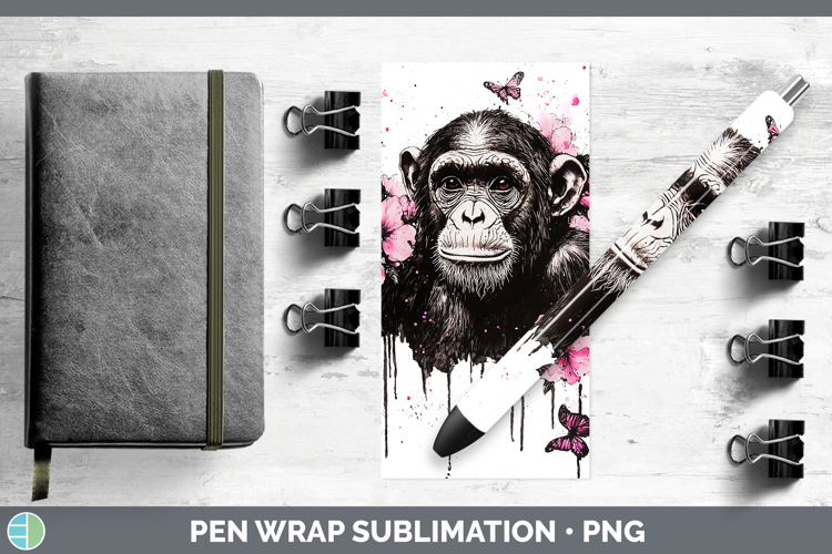 Best Sellers 05 Pink Drips Chimpanzee Pen Wrap Sublimation P