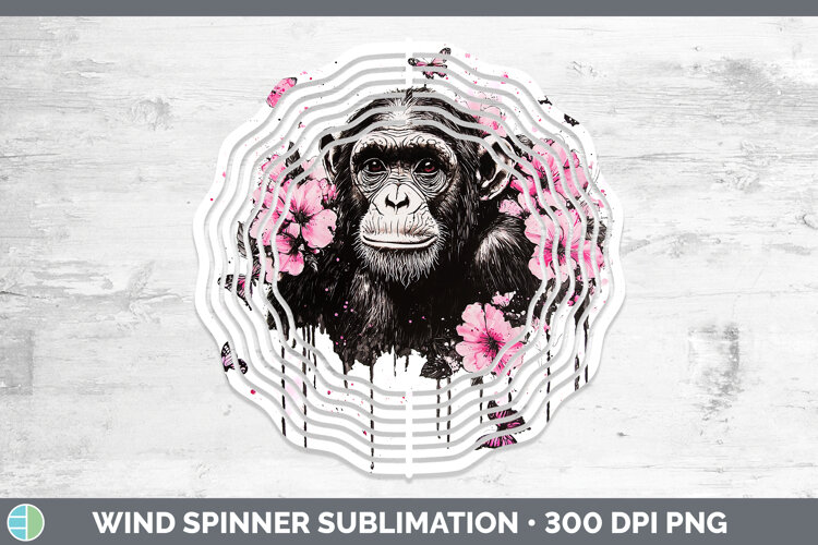 Best Sellers 05 Pink Drips Chimpanzee Wind Spinner Sublimati