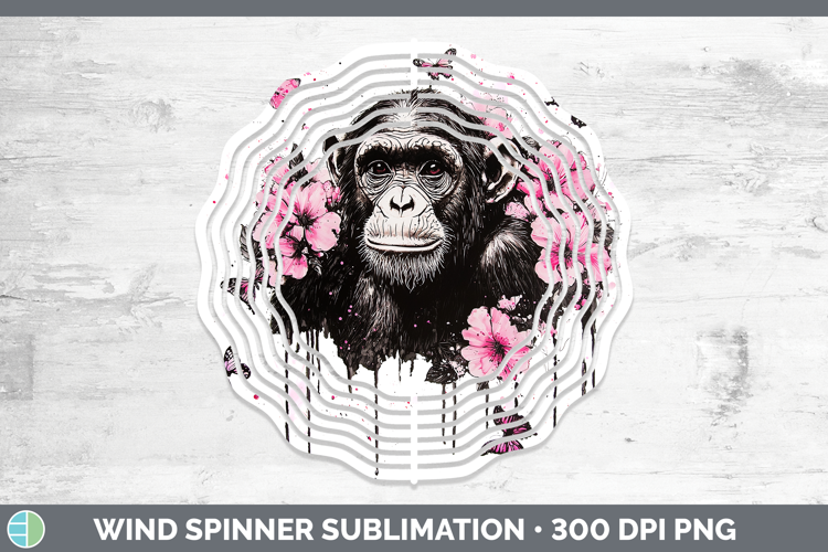 Best Sellers 05 Pink Drips Chimpanzee Wind Spinner Sublimati