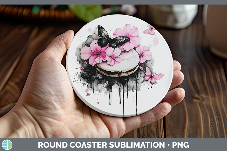 Best Sellers 05 Pink Drips Cookies Round Coaster Sublimation