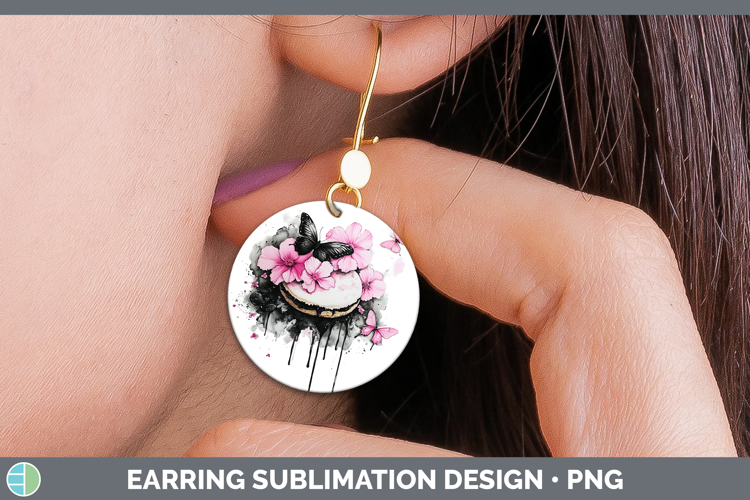 Best Sellers 05 Pink Drips Cookies Round Earrings Sublimatio