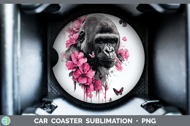 Best Sellers 05 Pink Drips Gorilla Car Coaster Sublimation