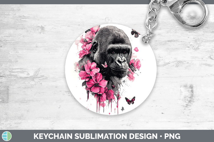 Best Sellers 05 Pink Drips Gorilla Keychain Sublimation Keyr
