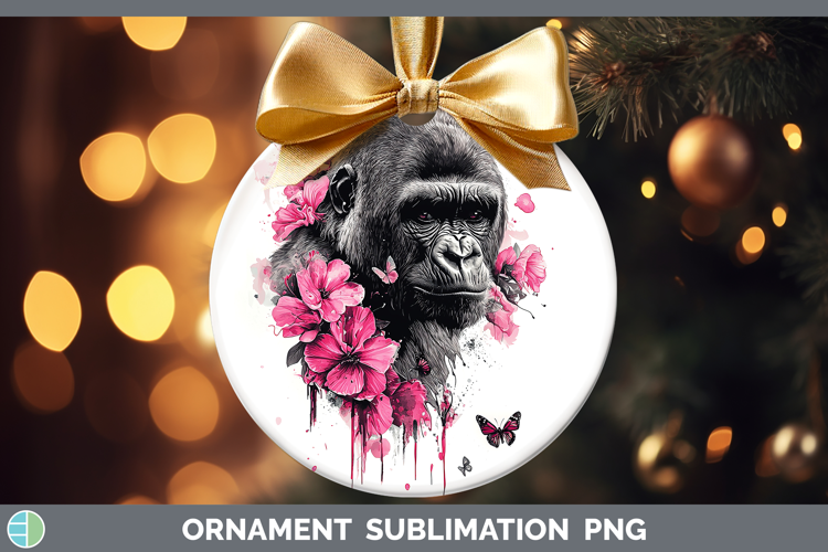 Best Sellers 05 Pink Drips Gorilla Ornament Sublimation Baub