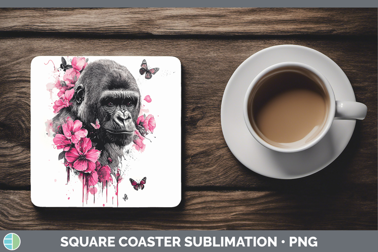 Best Sellers 05 Pink Drips Gorilla Square Coaster Sublimatio