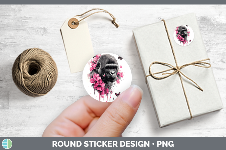 Best Sellers 05 Pink Drips Gorilla Stickers | Round Labels D