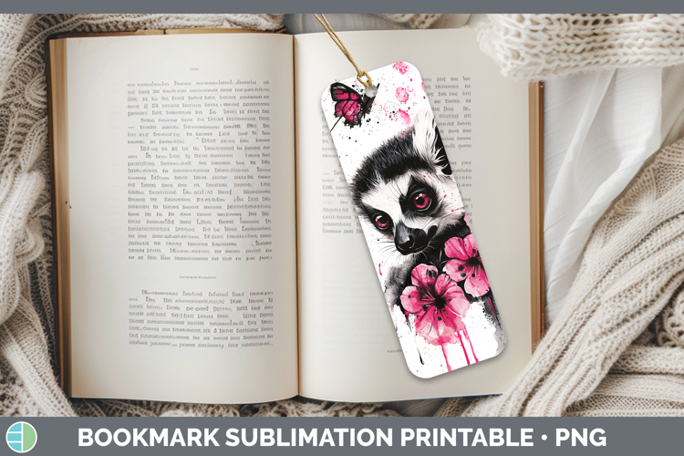 Best Sellers 05 Pink Drips Lemur Bookmark Sublimation Printa