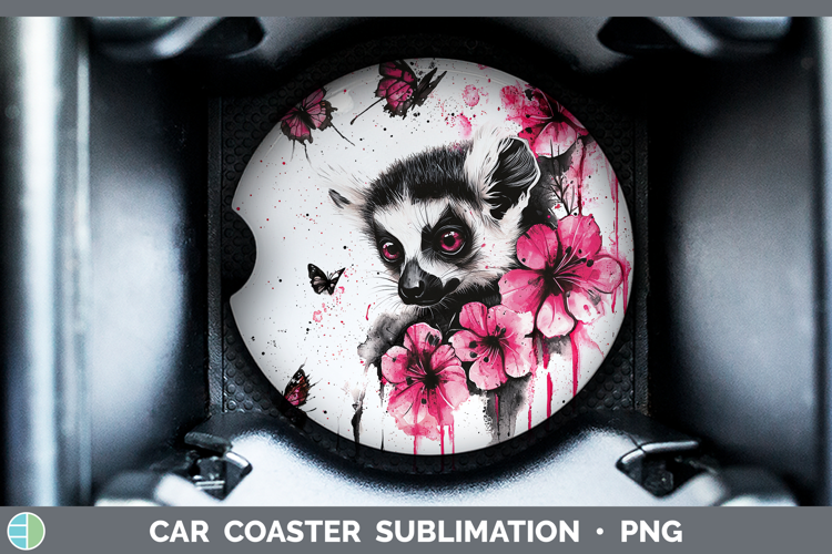 Best Sellers 05 Pink Drips Lemur Car Coaster Sublimation De