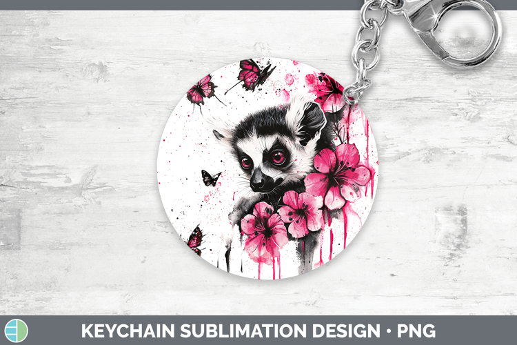 Best Sellers 05 Pink Drips Lemur Keychain Sublimation Keyrin