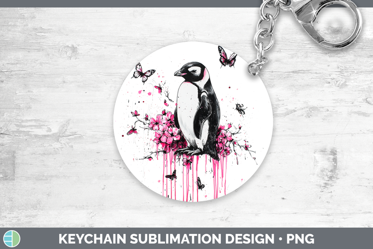 Best Sellers 05 Pink Drips Penguin Keychain Sublimation Keyr