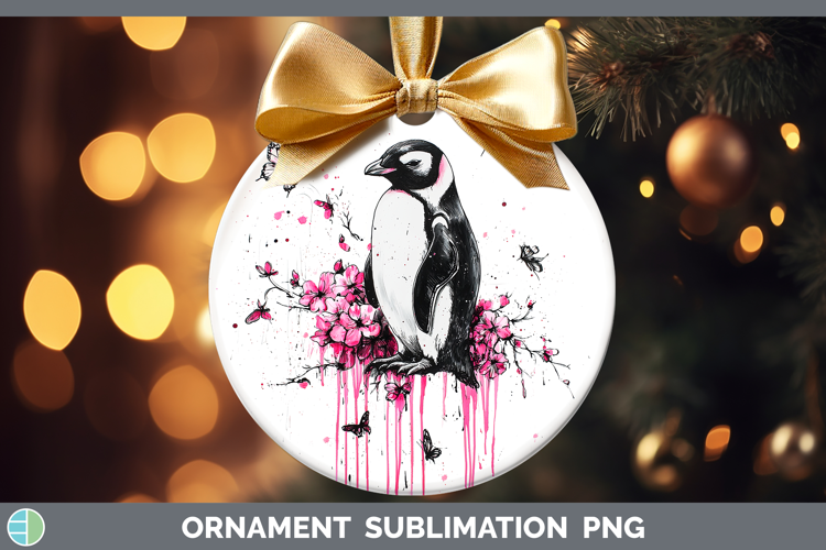 Best Sellers 05 Pink Drips Penguin Ornament Sublimation Baub