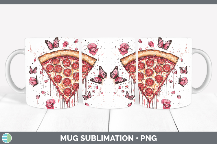 Best Sellers 05 Pink Drips Pizza Mug Wrap Sublimation Coffee