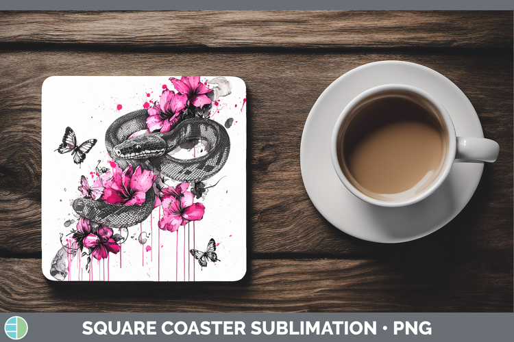 Best Sellers 05 Pink Drips Snake Square Coaster Sublimation