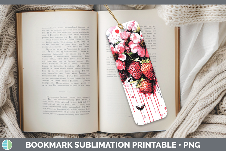 Best Sellers 05 Pink Drips Strawberry Bookmark Sublimation P