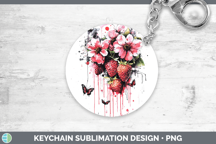 Best Sellers 05 Pink Drips Strawberry Keychain Sublimation K