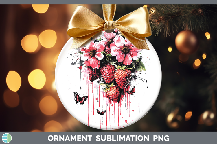 Best Sellers 05 Pink Drips Strawberry Ornament Sublimation B
