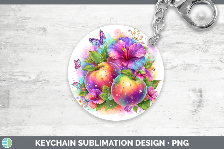 Best Sellers 05 Rainbow Summer Apple Keychain Sublimation Ke
