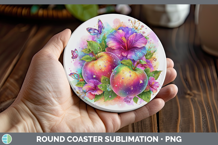 Best Sellers 05 Rainbow Summer Apple Round Coaster Sublimati
