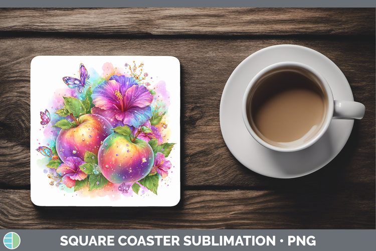 Best Sellers 05 Rainbow Summer Apple Square Coaster Sublimat