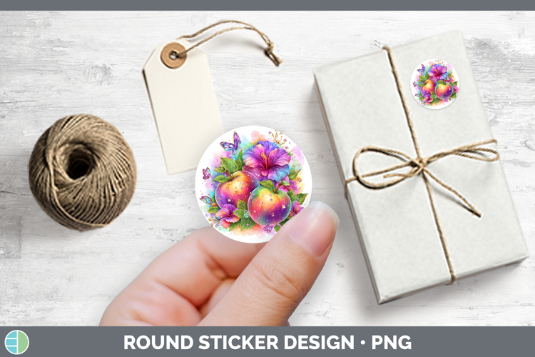 Best Sellers 05 Rainbow Summer Apple Stickers | Round Labels