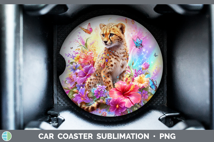 Best Sellers 05 Rainbow Summer Cheetah Car Coaster Sublimati